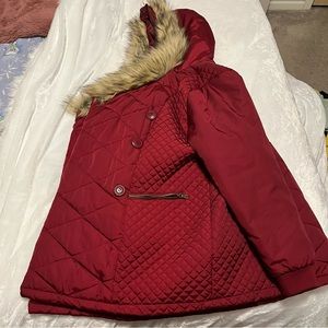 Plus Size A&I Quilted Burgundy Winter Coat Ski Jacket